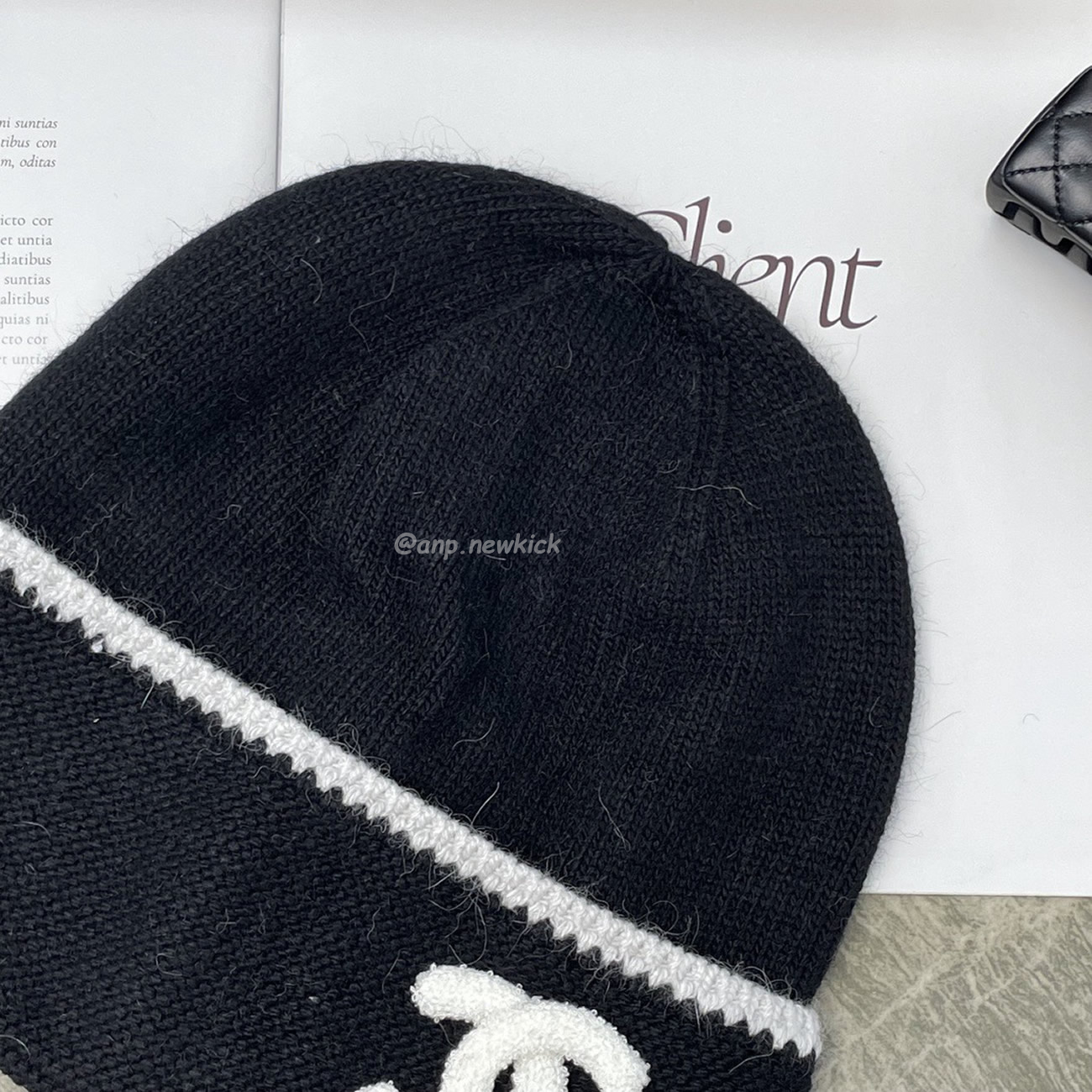 Chanel Cc Logo Black Beanie Hat (2) - newkick.cc